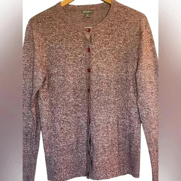 Eddie Bauer Purple Pink Marled Women’s Button Up Classic Cardigan Medium Casual - Picture 1 of 8